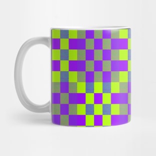 Colorful check pattern in purple, green and blue has a geometric hipster vibe. Mug